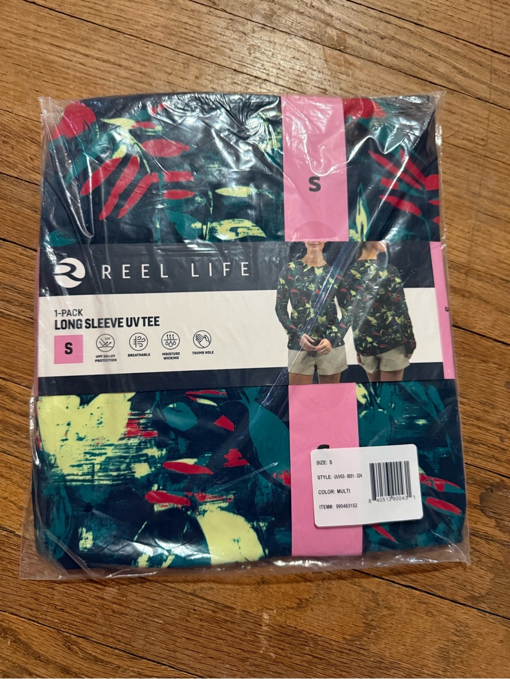 Reel Life Women's Long Sleeve UV Tee - Multicolor Floral Print - Size Small